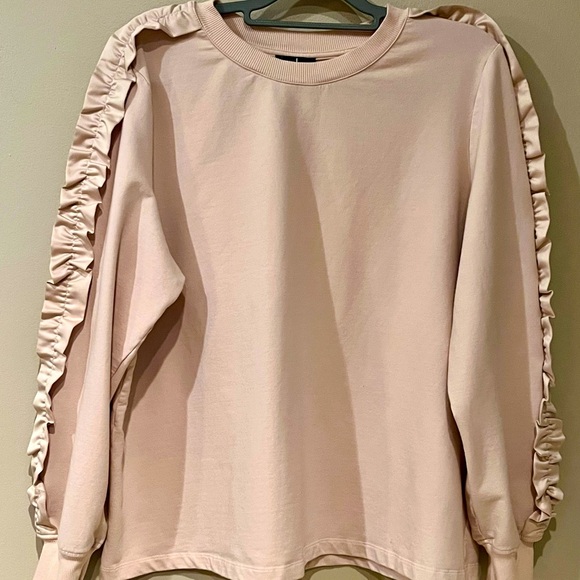 Jason Wu Ruffled Sleeve Sweatshirt in soft Pink XL - Picture 1 of 4